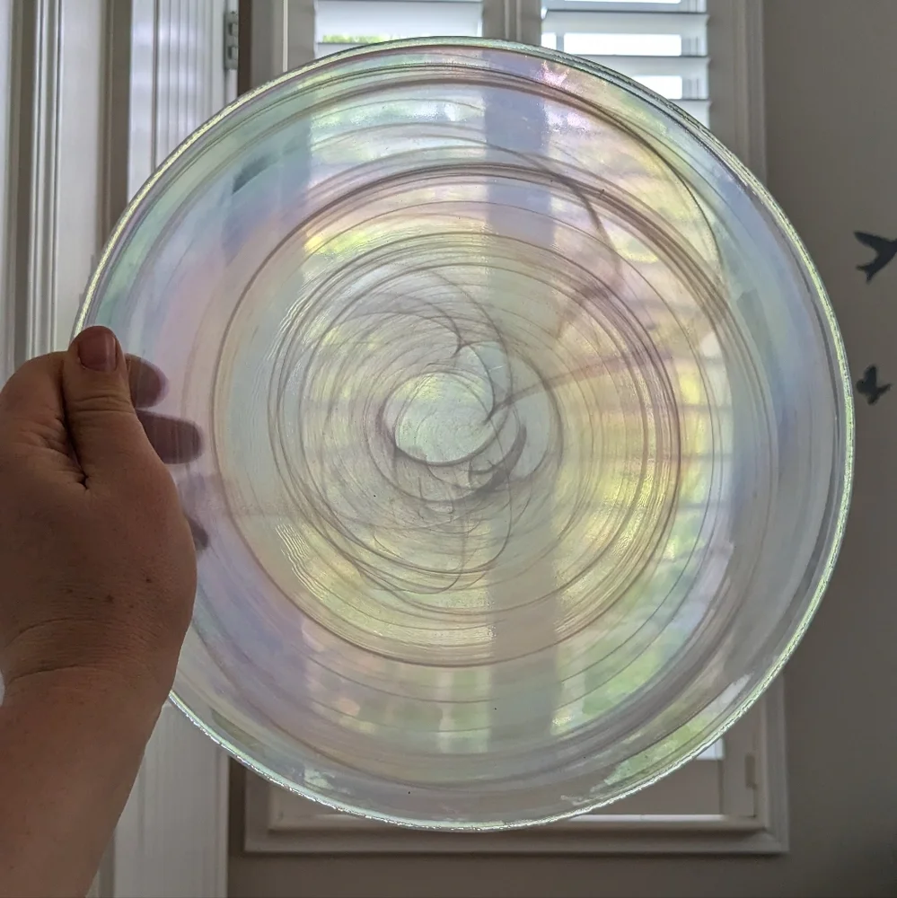 Artistic Accents Turkish Iridescent Swirl Pearl Glass 10 Pieces Plates and Bowls